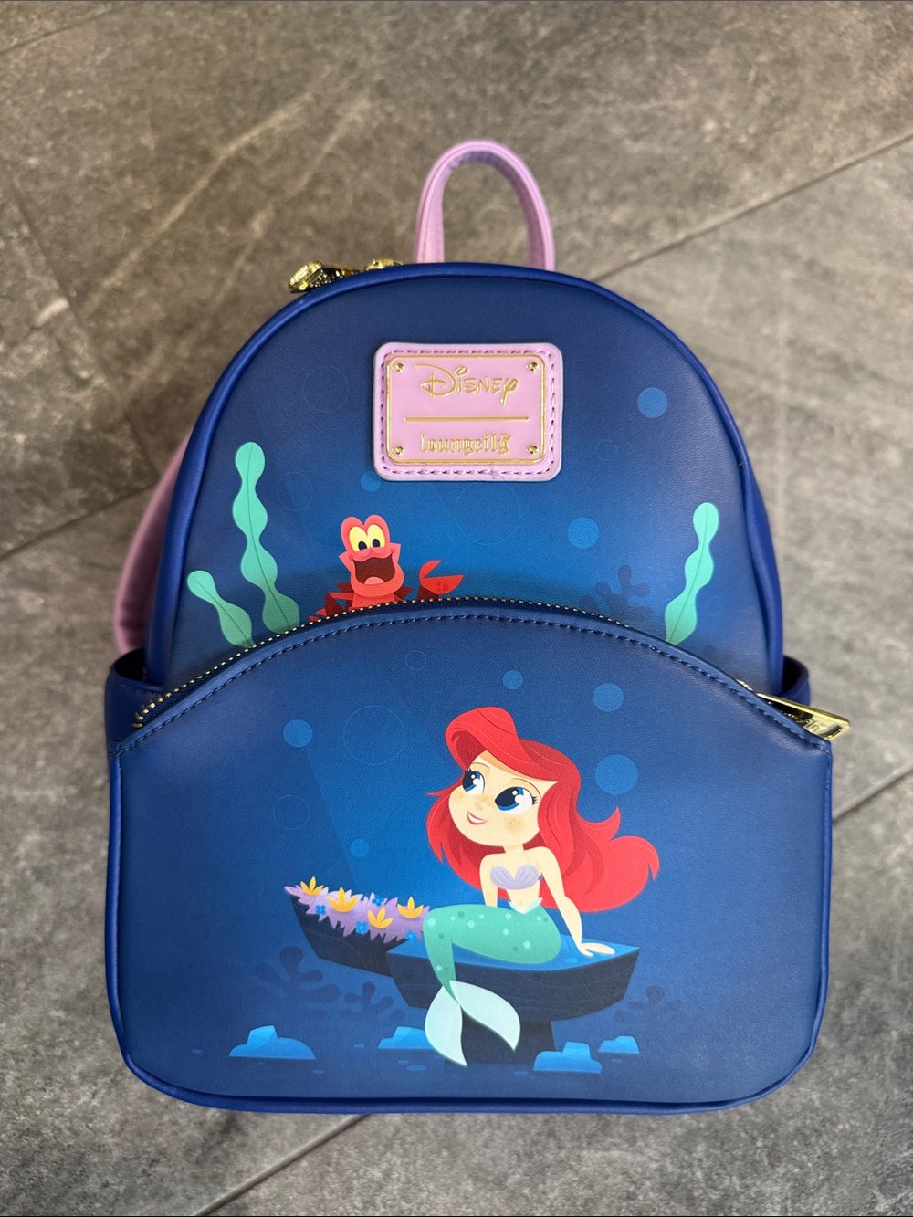 Loungefly Blue Ariel Mini Backpack with Pink Straps